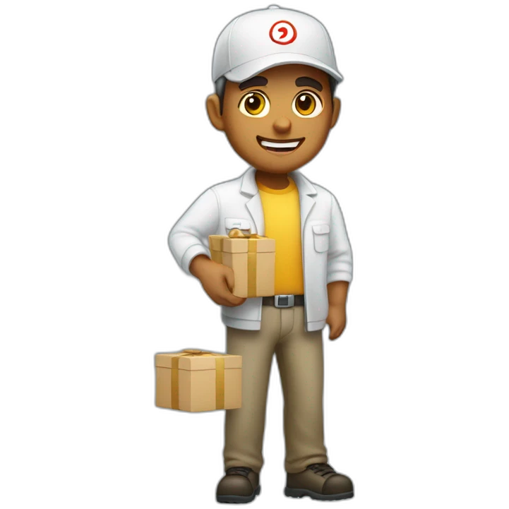 White Deliveryman on New Year emoji