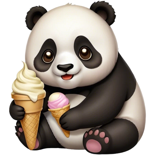 Panda eating ice cream emoji