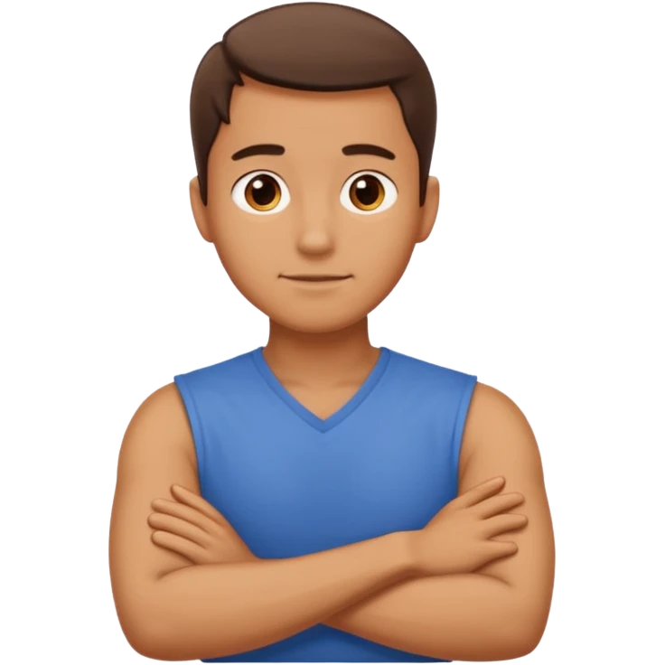Man with arms crossed around neck emoji