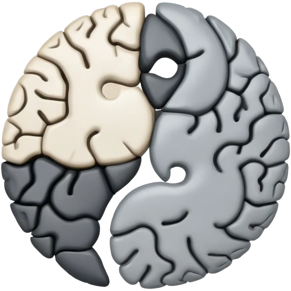 yin-yang symbol made of brain halves emoji
