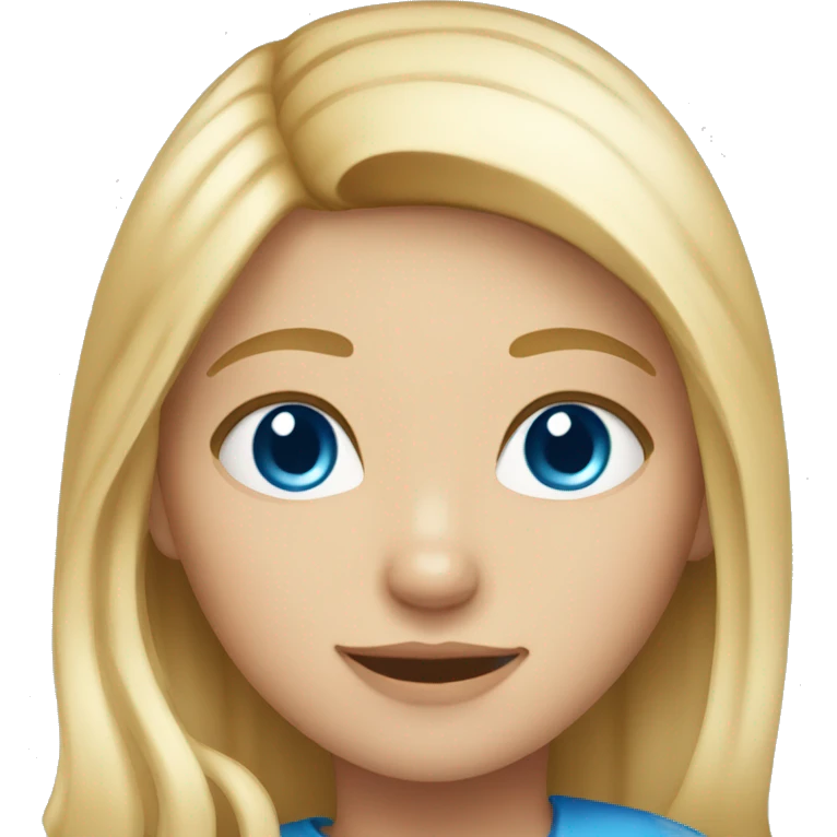 Girl with blond Hair Blue eyes and a cat emoji