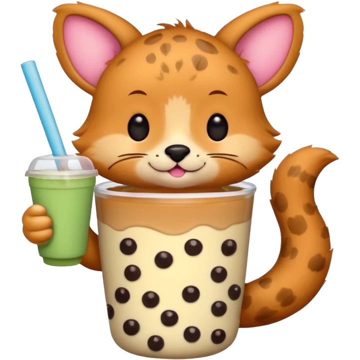 Random animal holding s cup of boba emoji