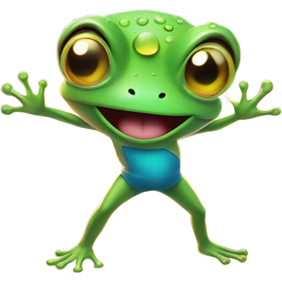 Frog wearing a tutu shooting laser beams from his eyes emoji