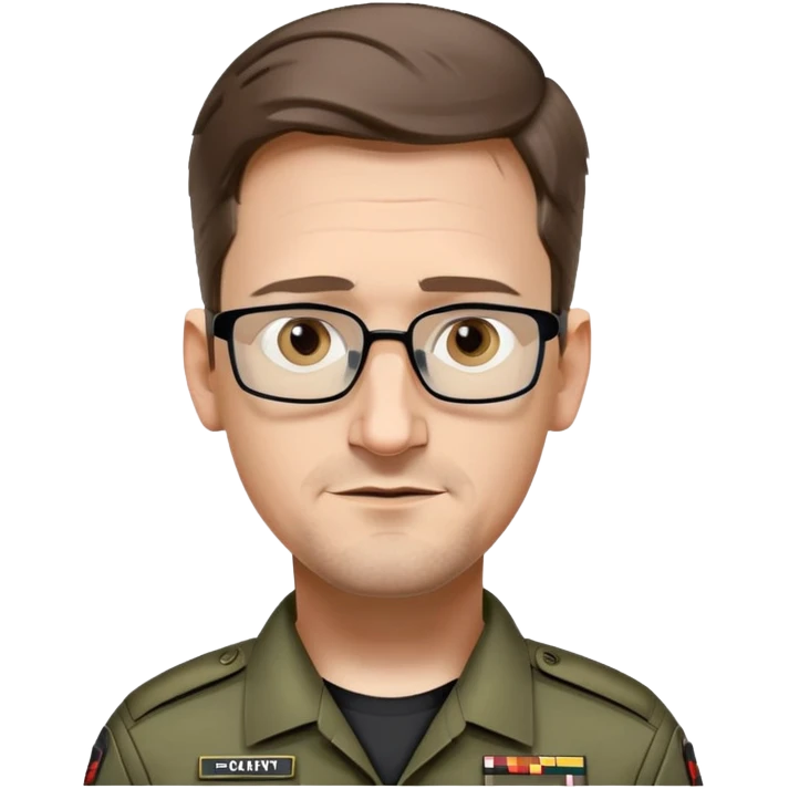 Edward Snowden as an operator from call of duty warzone with a cartoonish evil smirk, realistic photo emoji