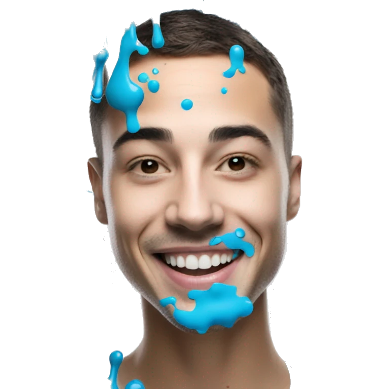 Glowing Cyan blue paint splash splatter drip emoji