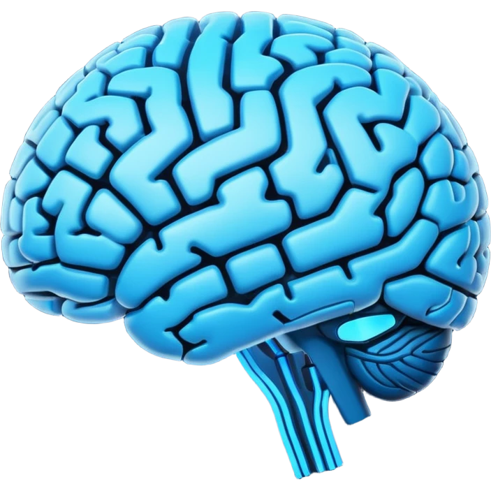 large language model, abstract brain with digital nodes, glowing lines, futuristic emoji