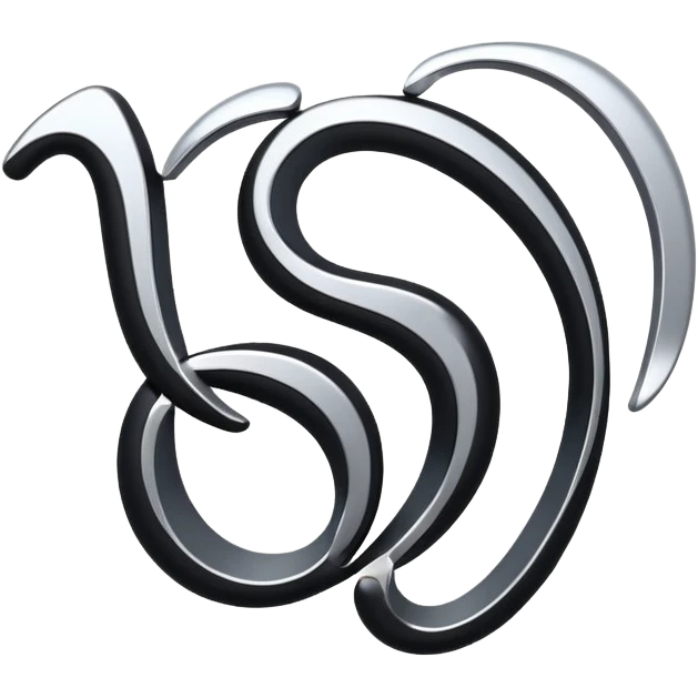 connected flowing BLK letters with silver outline, where all letters are joined together in one continuous design emoji