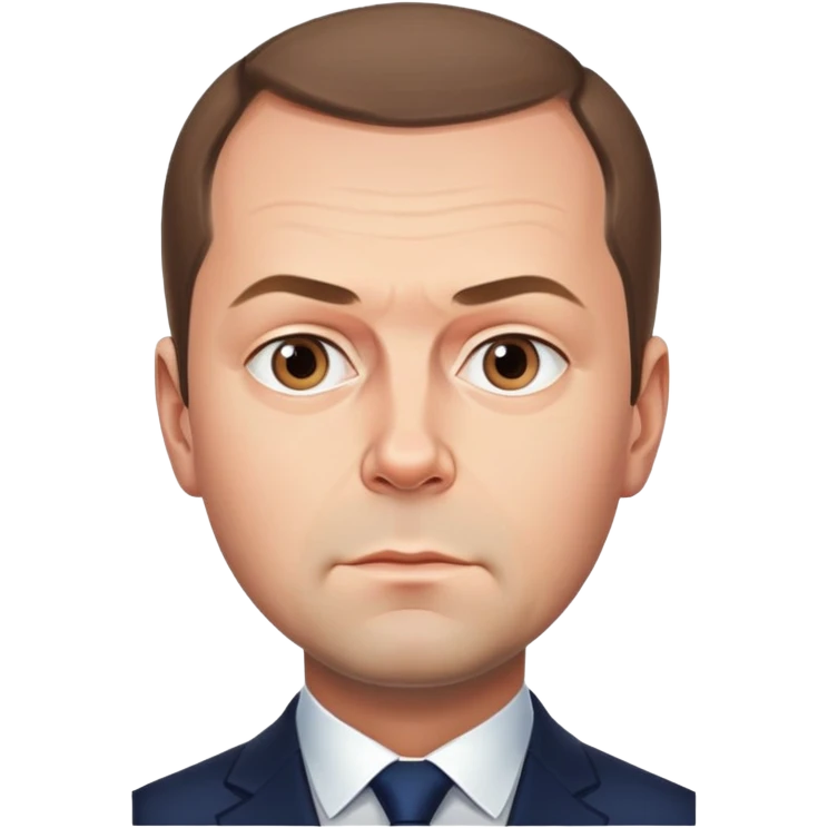 Dmitry Medvedev, round face, polished and smooth, realistic facial features, serious expression emoji