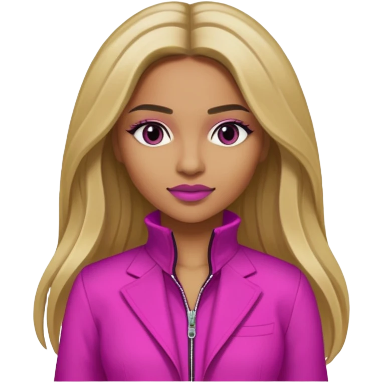 Ciara with long dark blonde hair magenta outfit emoji