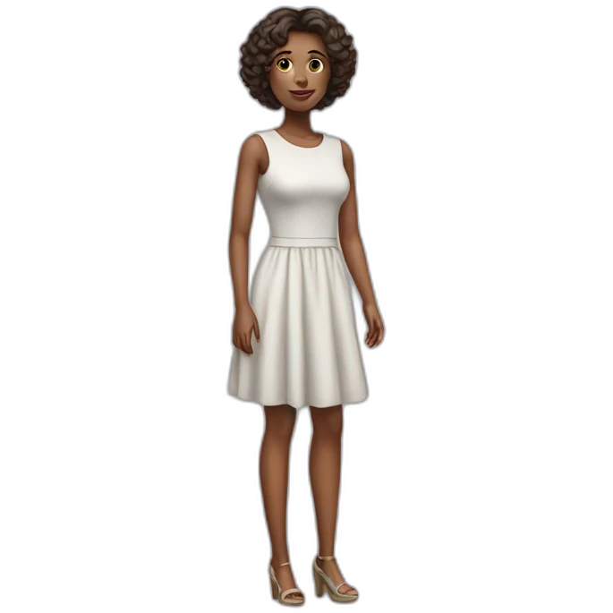 realistic woman with with a small dress emoji