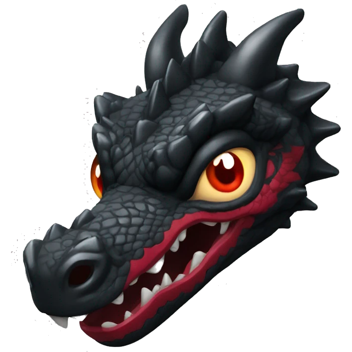 Dragón negro de ojos rojos emoji