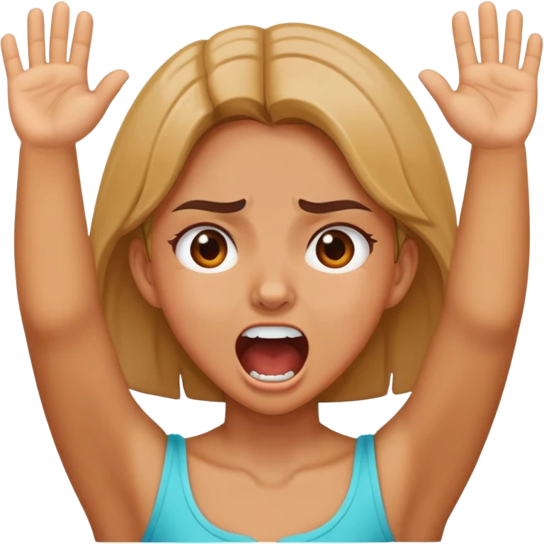 girl holding her hands on her neck and screaming emoji