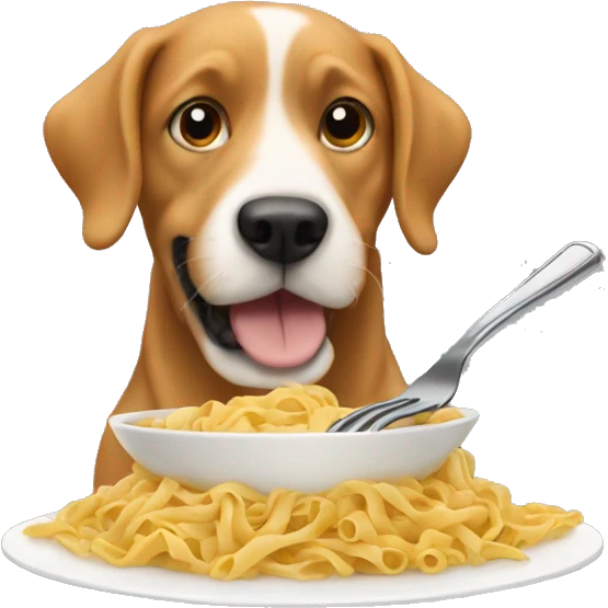 dog eating pasta emoji