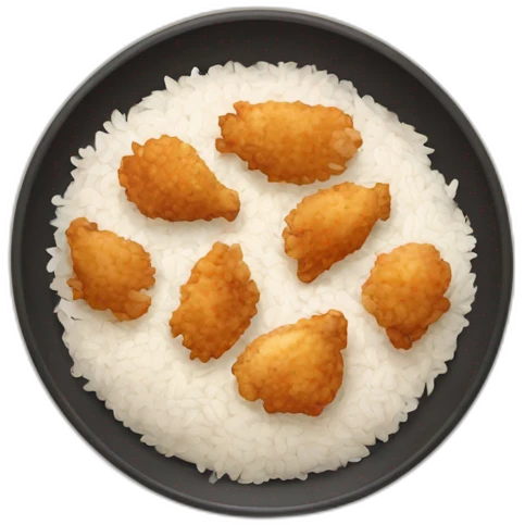 The most common type of food is chicken and rice  emoji