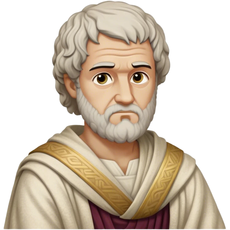 Cinematic Realistic portrait of Aristotle the philosopher, depicted as a wise, contemplative figure in detailed ancient Greek attire, with a textured draped robe and thoughtful expression, bathed in soft classical lighting that highlights his timeless intellect. emoji