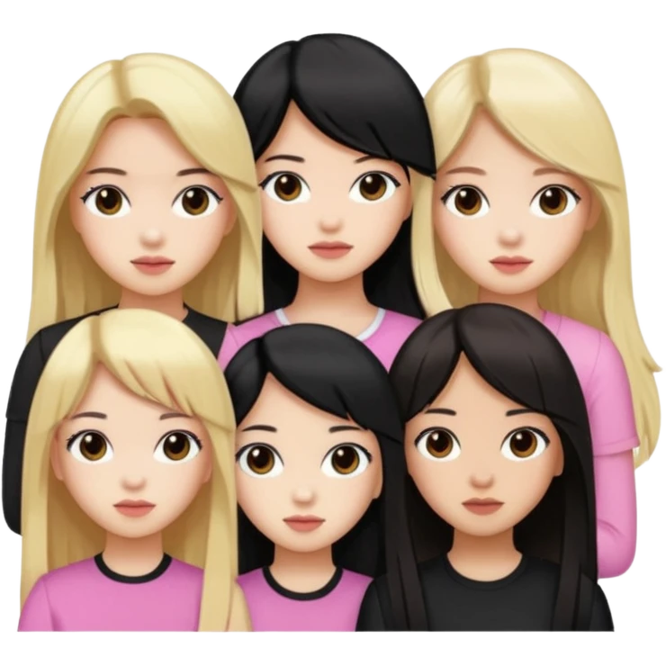 BLACKPINK 4 girls, hair colors: 1 blonde, 2 black, 2 brown emoji
