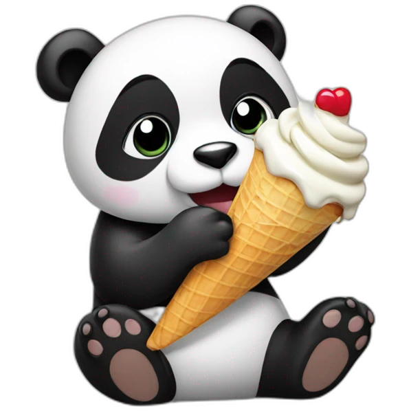 Panda eating ice cream emoji