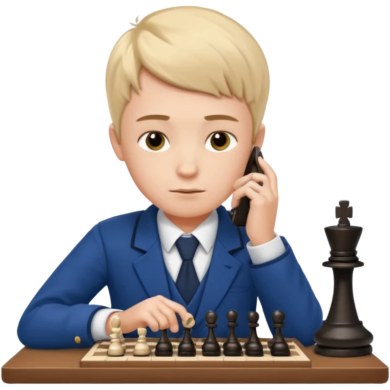 a boy that plays chess on his phone at english lesson emoji