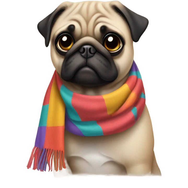 Pug with a scarf that says Brooklyn  emoji