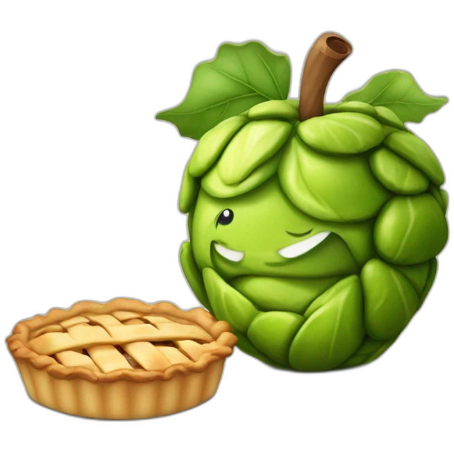 brussels sprouts next to an apple pie emoji