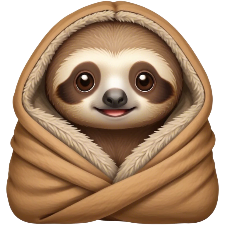 Disney-style cute baby sloth cozy in blanket emoji