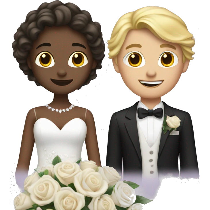 wedding blond girl and brunette men emoji