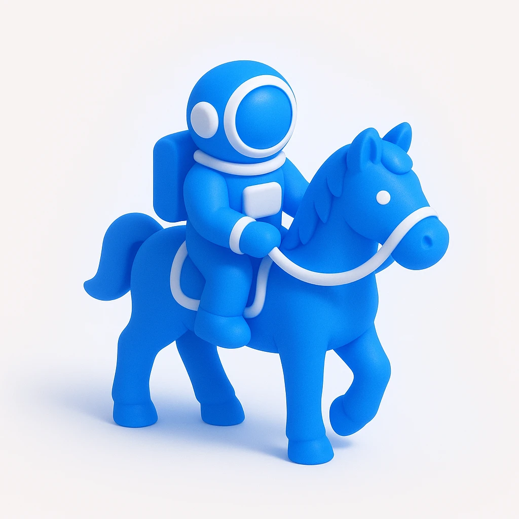 astronaut on horseback with stars in background emoji