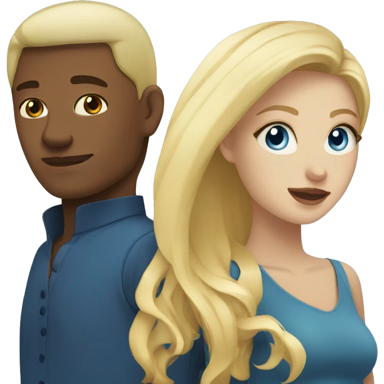 Blonde girl with blue eyes and Filipino man emoji
