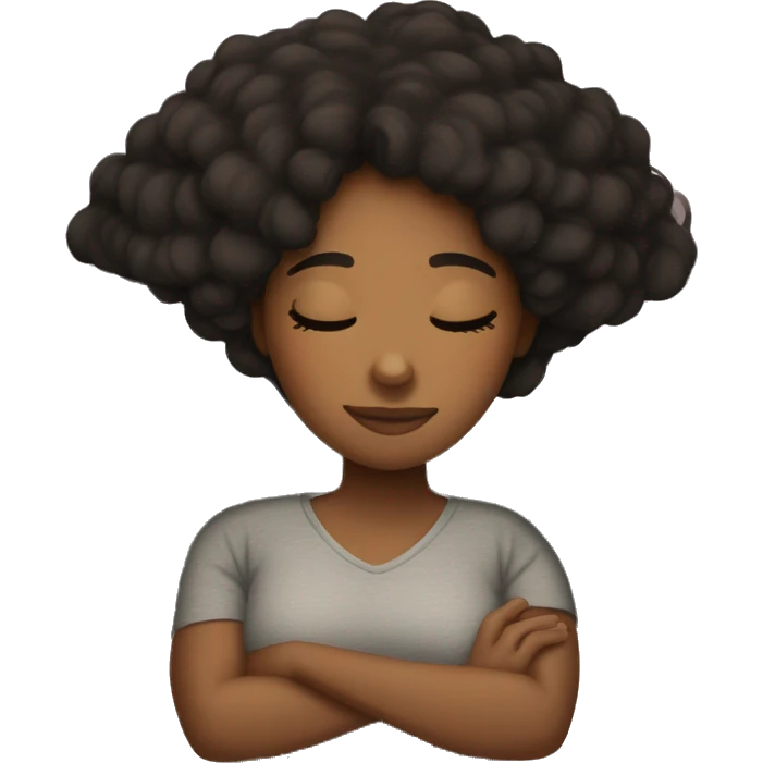 Black hair brown girl sleeping on the bed cozy  emoji