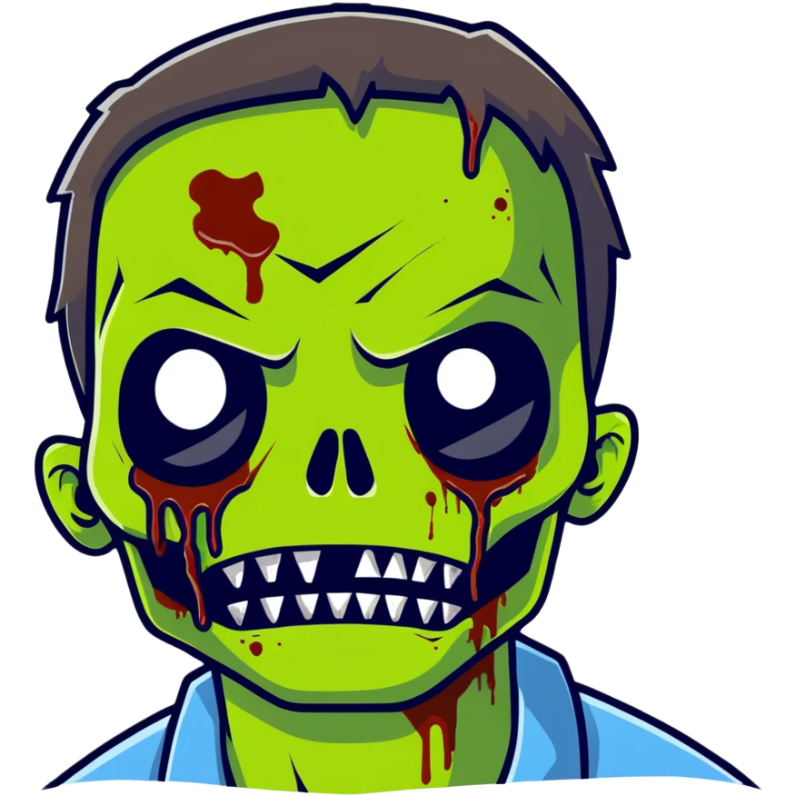 zombie cartoon face with white outline emoji