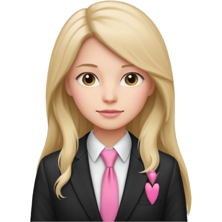 long haired woman with pink tie and blazer emoji