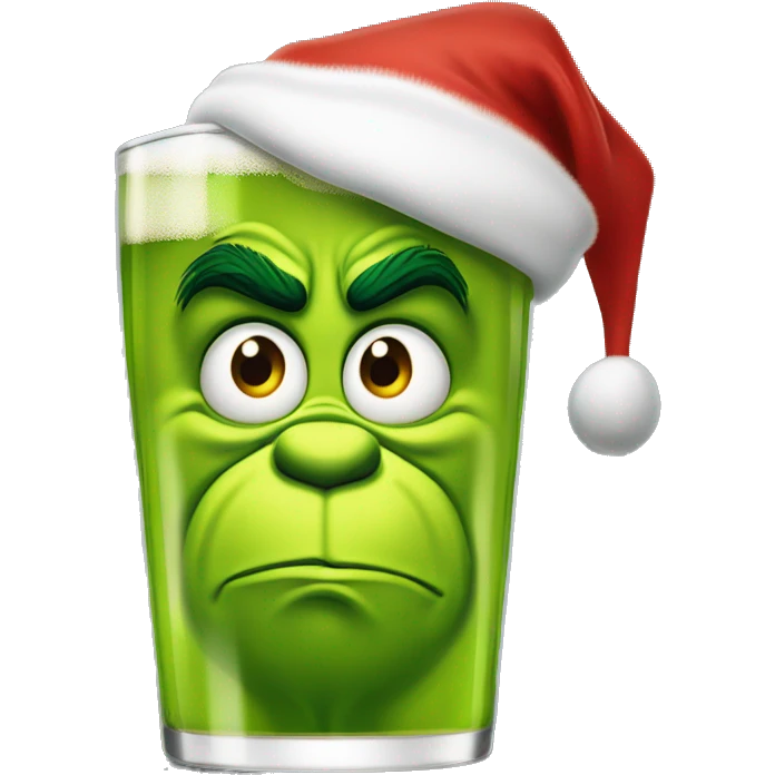 Grinch de Noël avec un verre de bière à la main emoji