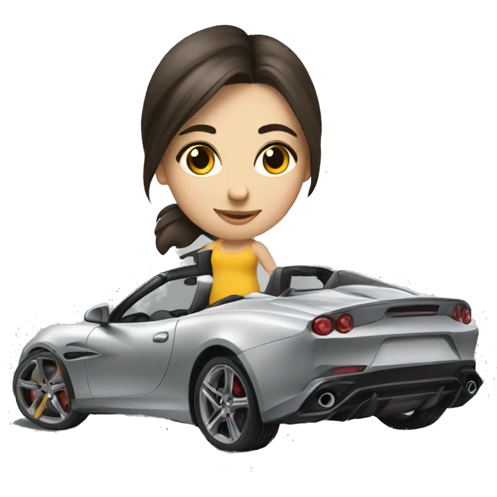 brunette girl draws a sportcar emoji