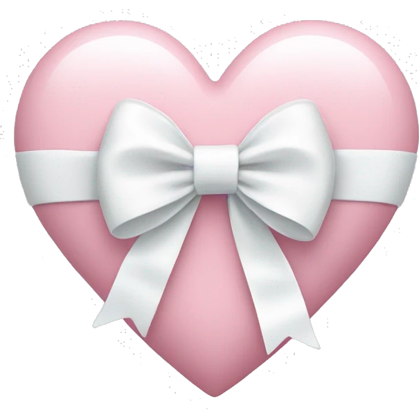 Pastel pink heart with white bow emoji