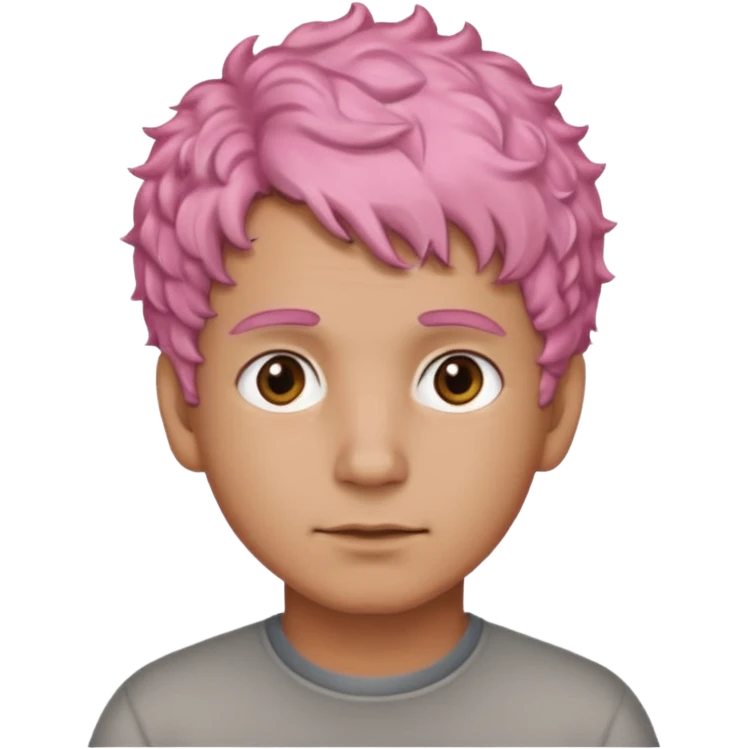 man with short, curly pink hair, light brown skin, and a neutral facial expression. emoji