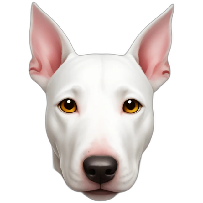 white bull terrier with red circle around left eye emoji