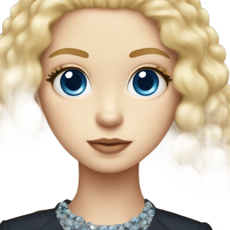 Slavic girl blonde long hair and blue eyes and chanel suit and toy poodle drown emoji