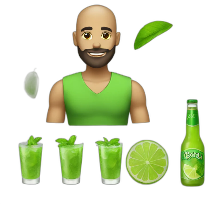 hair shaved boy with beard and with mojito emoji