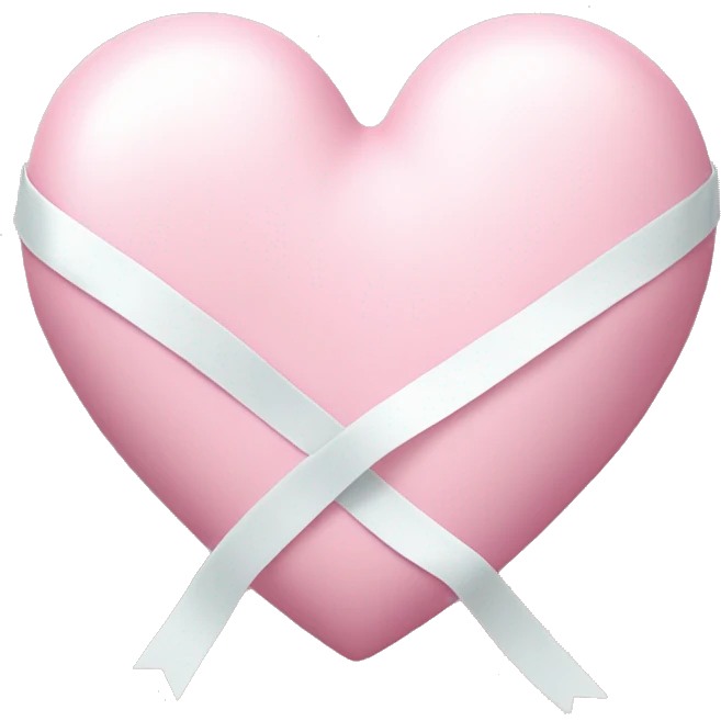 Pastel pink heart with white coquette ribbon wrapped around it emoji