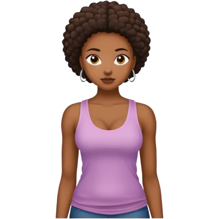 Hot wife in tank top and big boobs young African american emoji