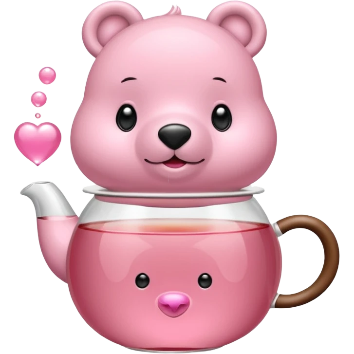 Orsacchiotto con fiocco coquette rosa con un bubbone tea in mano emoji