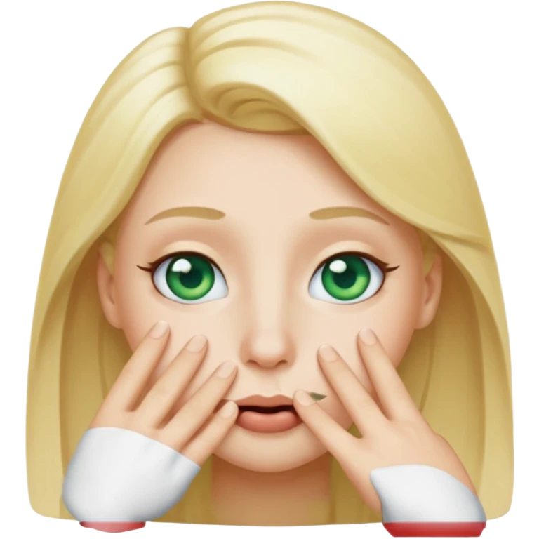 a emoji with two fingers in his nose, make him have a natural white skincolour and blonde hair, blue/green eyes, put the fingers in his nose emoji