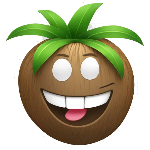 Happy clapping cartoon coconut with bair emoji