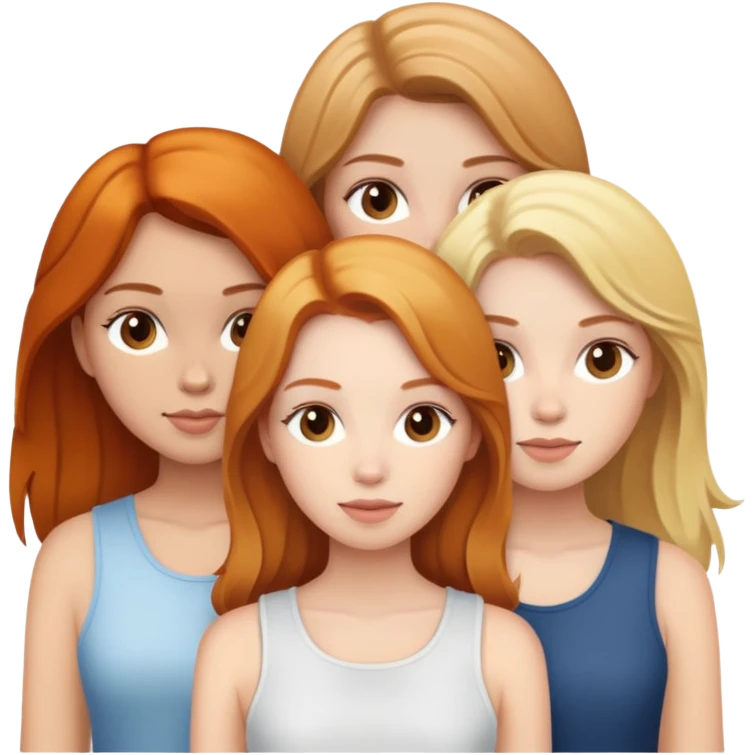 three girls , ginger, brunette and blonde  emoji