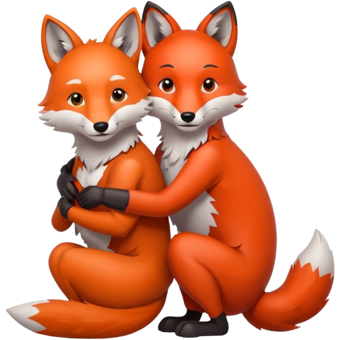 The gray wolf and the red fox embrace each other. emoji