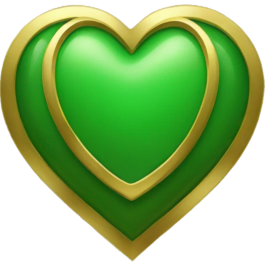 A Loki green iOS heart with gold edges  emoji