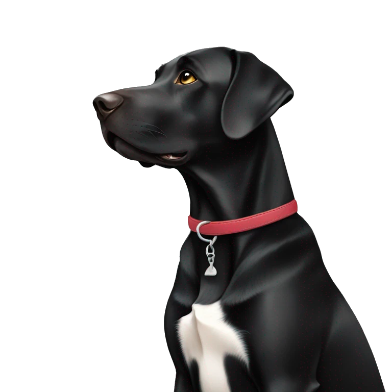Black Labrador with one ear up and one ear down emoji