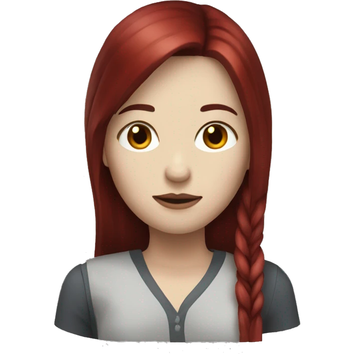 Woman  that has white skin and Long Dark red hair and fringe emoji