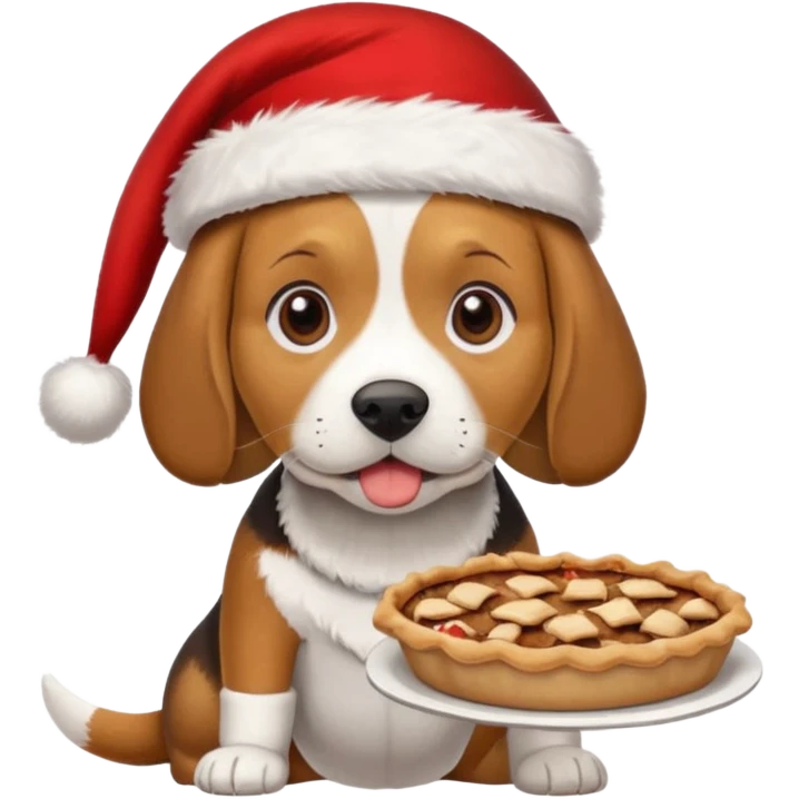 beagle in the santa hat eating a pie emoji