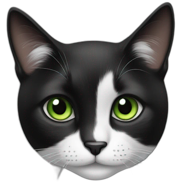 black and white cat greener eyes emoji